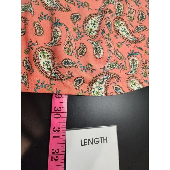 Belle Kim Gravel Womens XL Peach Blouse Paisley Stretchy Boho Cottage Peasant - Picture 13 of 14